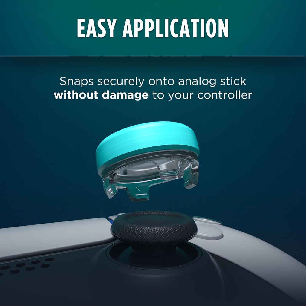 KontrolFreek Lotus for Playstation 5, PS5 and Playstation 4, PS4, Performance Thumbsticks, 2 Mid-Rise Concave, Teal/Clear 