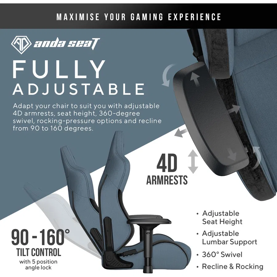 Anda Seat T-Pro II Premium Gaming Chair- - Blue&Black