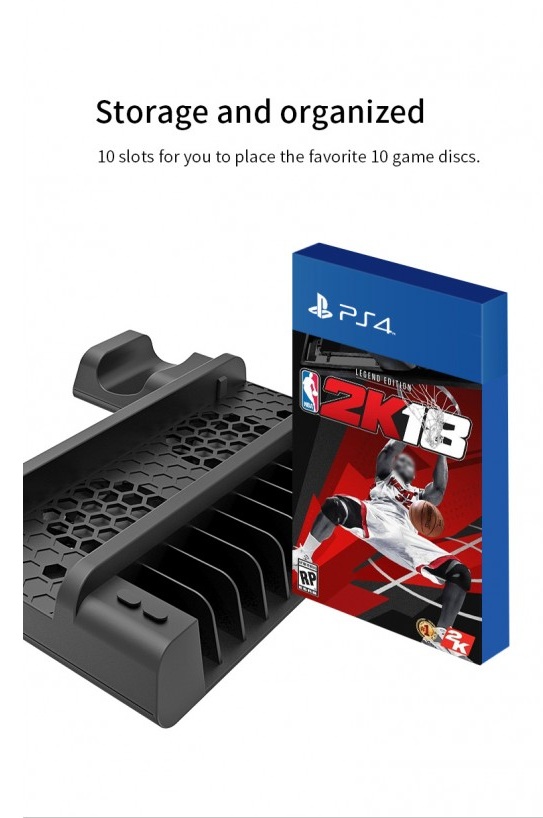  MCBAZEL DOBE MULTI-FUNCTION VERTICAL COOLING STAND WITH DUAL USB CHARGER DOCK STATION FOR PS4 - PS4 SLIM PS4 PRO CONSOLE