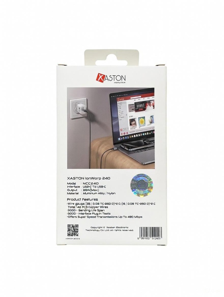 XASTON CHARGING CABLE TYPE-C To TYPE-C 240W / NCC240