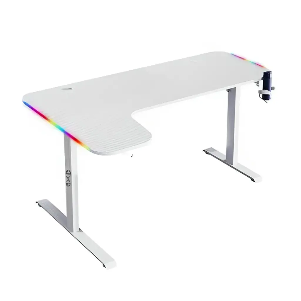 Gaming Desk GXG WHITE L Shaped Left L-(160)-RGB-L-W, 160X60X100cm