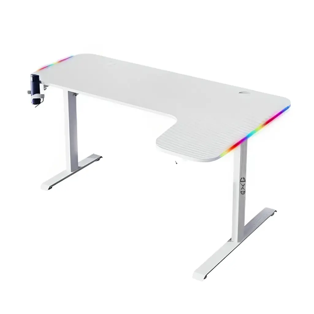 Gaming Desk GXG WHITE L Shaped Right L-(160)-RGB-R-W, 160X60X100cm