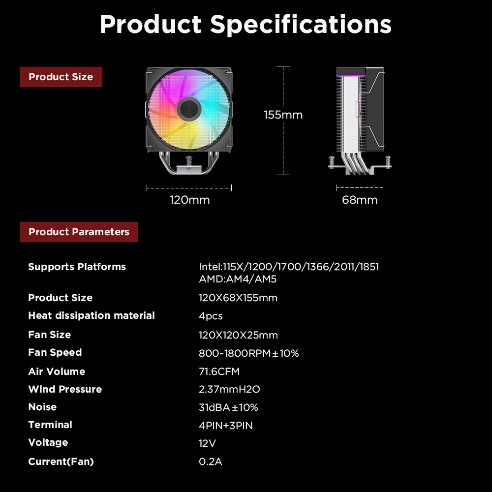 JUNGLE LEOPARD CPU COOLER K400 LCD 2.99 Black ARGB
