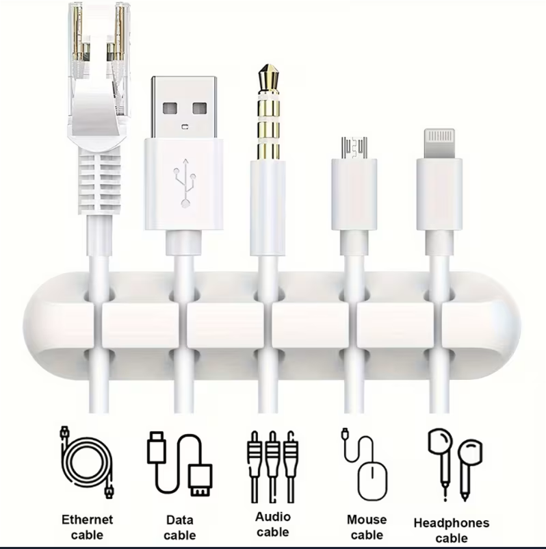 Multi-slot Cable Organizer Clip with 5 Slots for Easy Wire Management WHITE