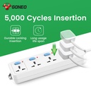 Compact 3 Outlet Power Strip with Individual On/Off Switches & Indicators – 3 Meter Cord, High Joules Surge Protector for Home, Office, Travel & Small Appliancescs (4 SOCKETS-5M) 