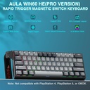 AULA WIN60HE MAX Mechanical Gaming Keyboard Wired - XingYi magnetic switch ( Light grey + dark grey )