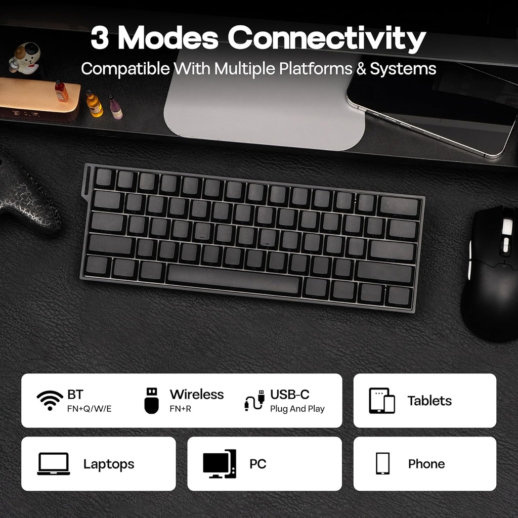 Aula Mini60HE PRO Wireless  Gaming Keyboard - Stormrise Magnetic ( Black Side-engraved keycaps )