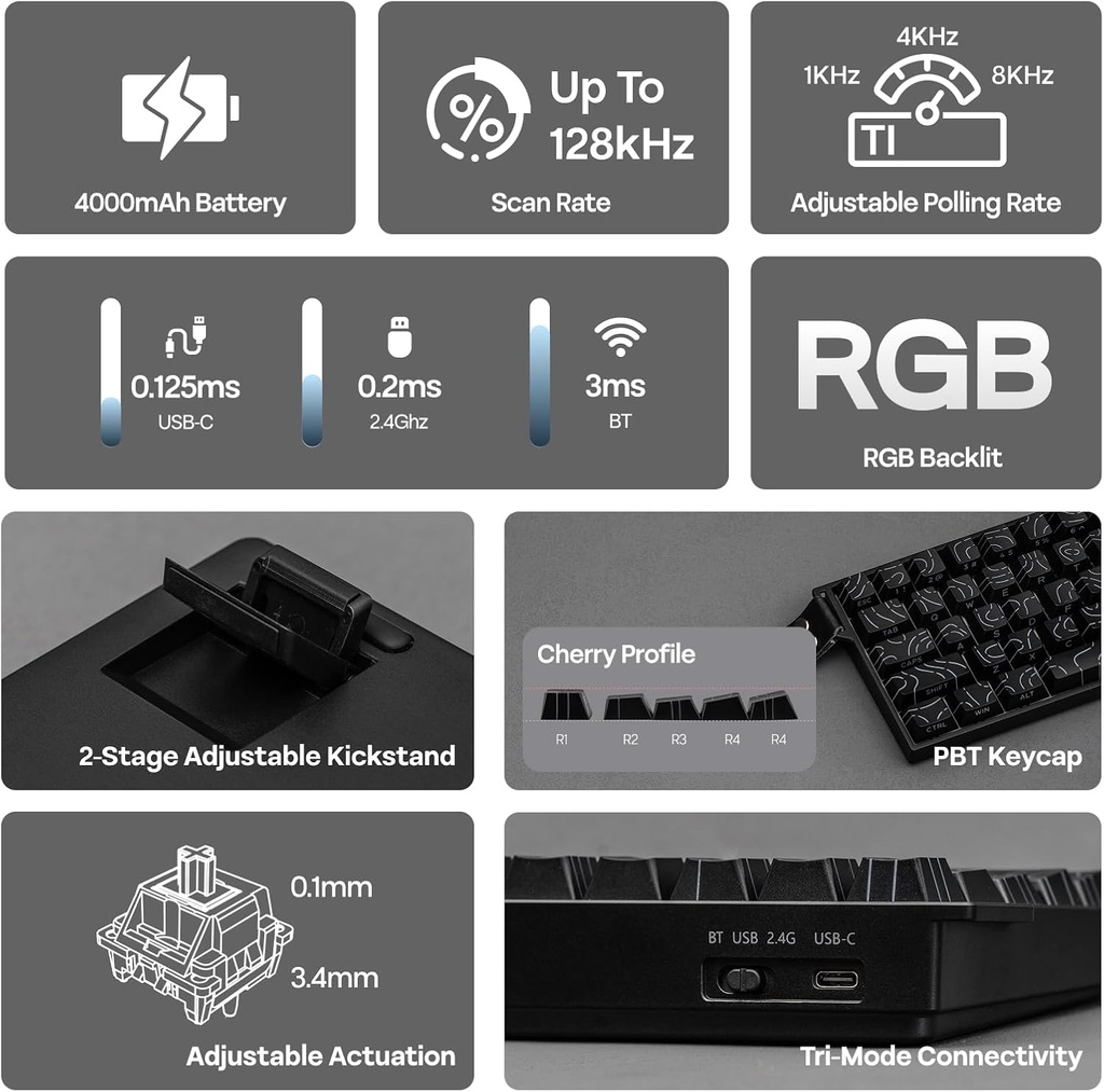 AULA MINI60HE MAX Wireless Mechanical Gaming Keyboard - Spiritcloud Magnetic ( Black CONTOUR )