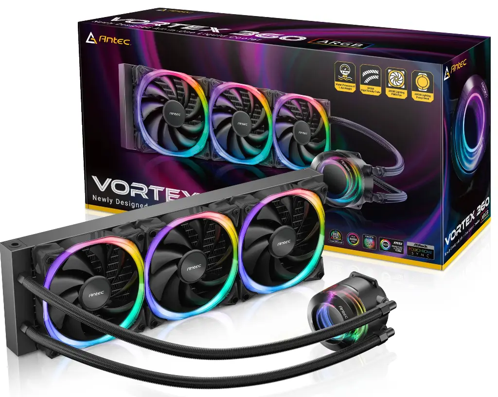 Antec VORTEX 360 ARGB All in One Liquid CPU Cooler - Black