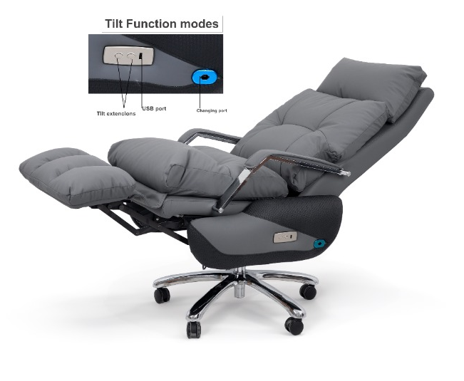 Electric Recliner Chair with Power Footrest and Rechargeable Battery for a Smart and Integrated Comfort Experience MH7338 Grey