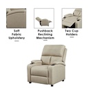USED Mystic 1 Seater Fabric Pushback Recliner With Cup Holder Relaxing Chair Modern Design One Seat DANUBE HOME