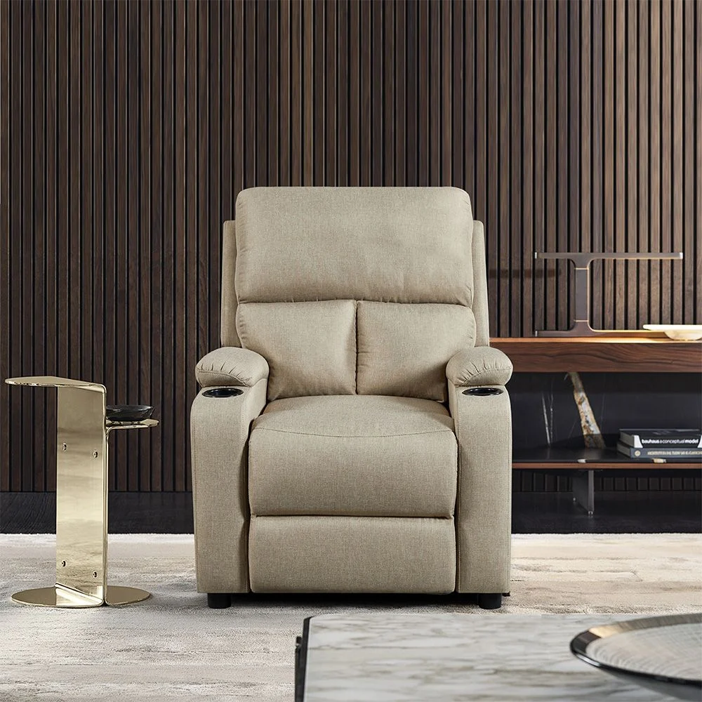 USED Mystic 1 Seater Fabric Pushback Recliner With Cup Holder Relaxing Chair Modern Design One Seat DANUBE HOME