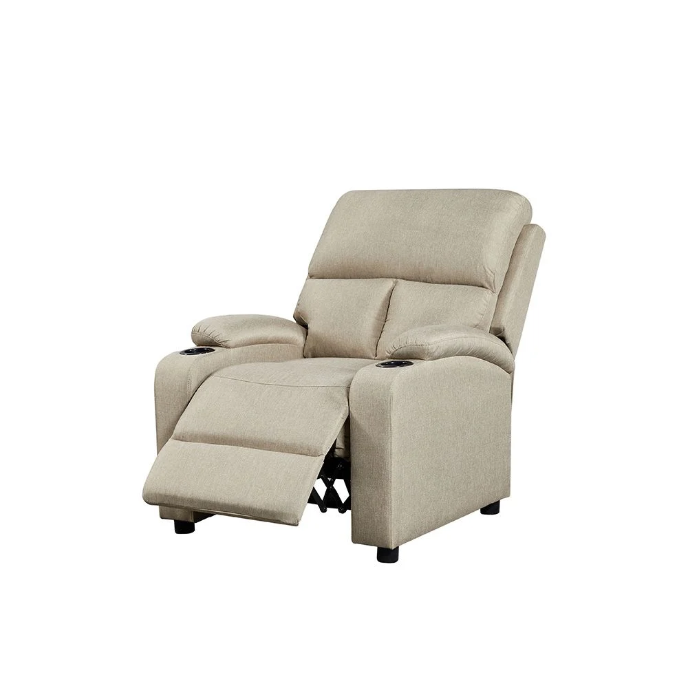 USED Mystic 1 Seater Fabric Pushback Recliner With Cup Holder Relaxing Chair Modern Design One Seat DANUBE HOME