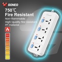 GONGNIU 4-Way Multi Plug Power Extension Cord 3M with 4 Universal Sockets