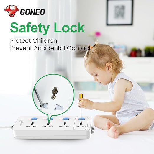 GONGNIU 4-Way Multi Plug Power Extension Cord 5M with 4 Universal Sockets