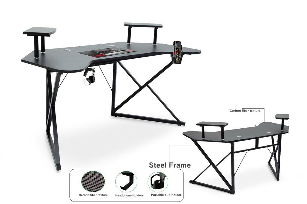 Curved Gaming Desk Large Size 160x70cm GT129 BLACK