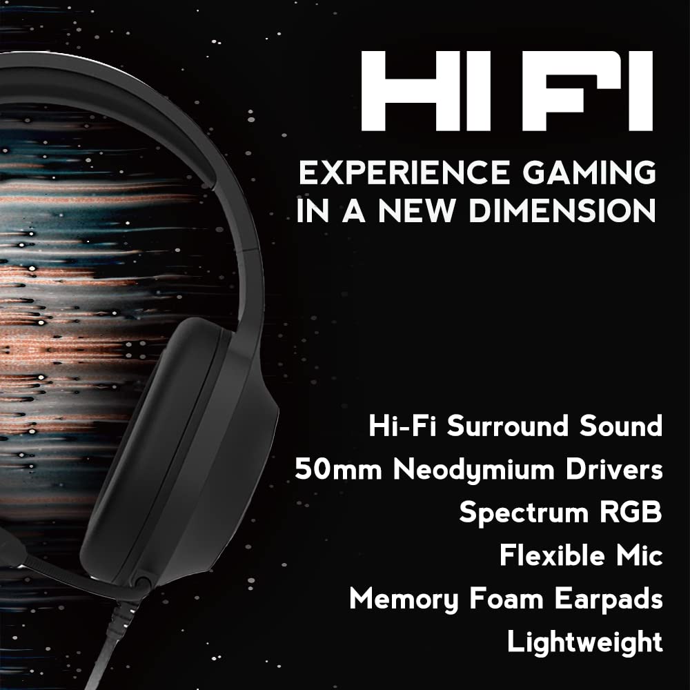 Zalman Gaming Headset Hi-Fi Wired (BLACK), Virtual 7.1 Surround Sound ZM-HPS310