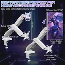GAMEON GO-5450 Dual Monitor Arm For Gaming And Office Use, Supports 17" - 32” Flat and Curved Screens, Each Arm Up To 2-9 KG - White