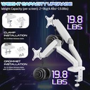 GAMEON GO-5450 Dual Monitor Arm For Gaming And Office Use, Supports 17" - 32” Flat and Curved Screens, Each Arm Up To 2-9 KG - White