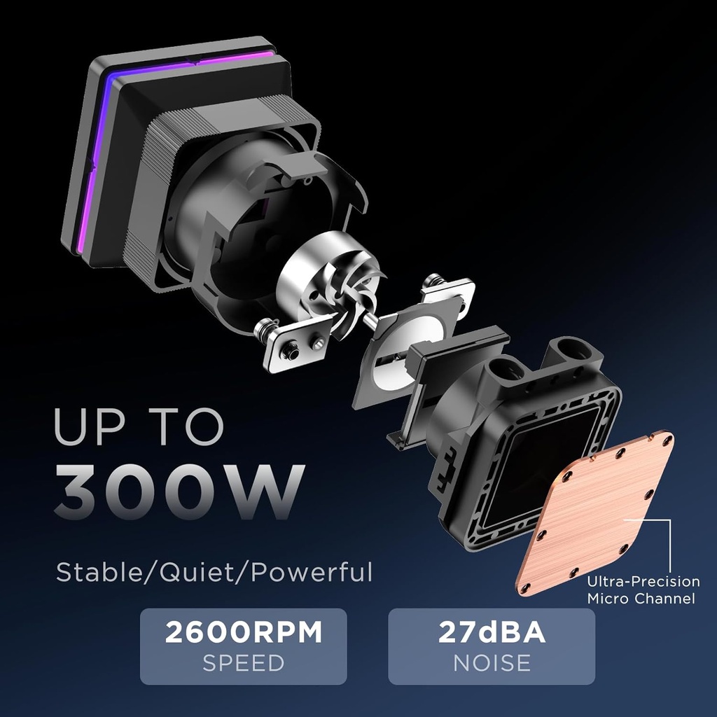 ProFlow SE 360mm BLACK AIO Liquid CPU Cooler, 4” Magnetic LCD Display, 480x480 Resolution, 300W TDP, ARGB Infinity Mirror Fans, Intel LGA1851/1700/115X & AMD AM4/AM5 Compatible 