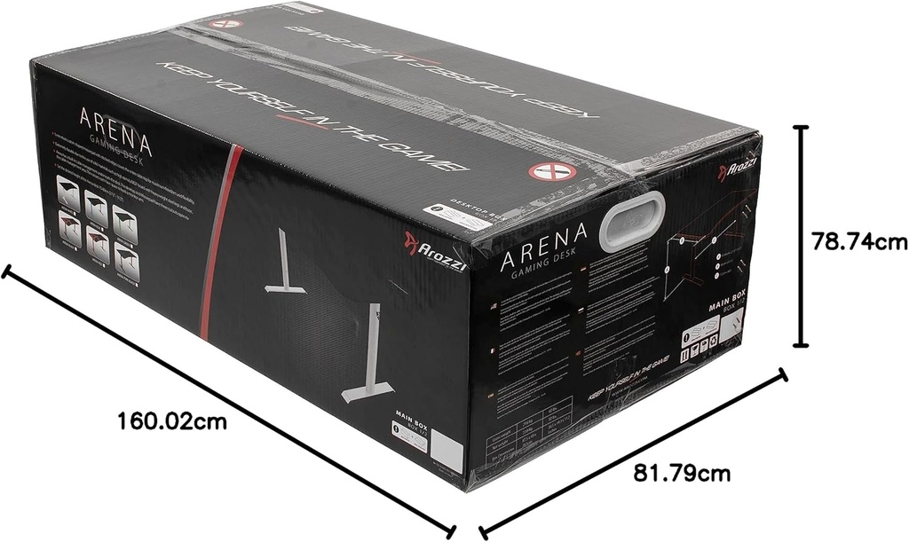 Arozzi Arena Ultrawide Curved BLACK/BLUE size 160W x 81.8D x 78.7H CM Gaming Desk with Full MousePad Waterproof, Cable Management