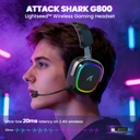 ATTACK SHARK G800 Wireless Gaming Headset Black, 1000 mAh, Detachable Mics, Aluminum alloy frame, 3D Surround Sound, 20ms low latency, 50mm Drivers,3 Modes (2.4G/Bluetooth/Wired) for PC/PS/Phone