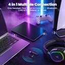 ATTACK SHARK G800 Wireless Gaming Headset Black, 1000 mAh, Detachable Mics, Aluminum alloy frame, 3D Surround Sound, 20ms low latency, 50mm Drivers,3 Modes (2.4G/Bluetooth/Wired) for PC/PS/Phone