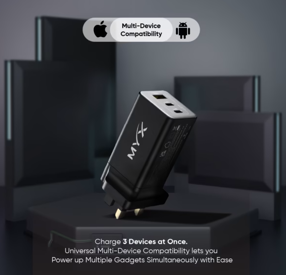 MYX PRO GaN Trio – 65W 3-in-1 Fast GaN Charger (GT65 GAN)