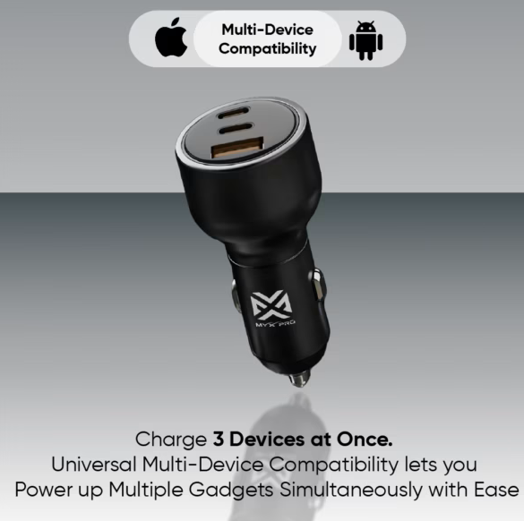 MYX PRO DRIVEVOLT 100W 3-Port Fast Car Charger (MCC-100W-B)