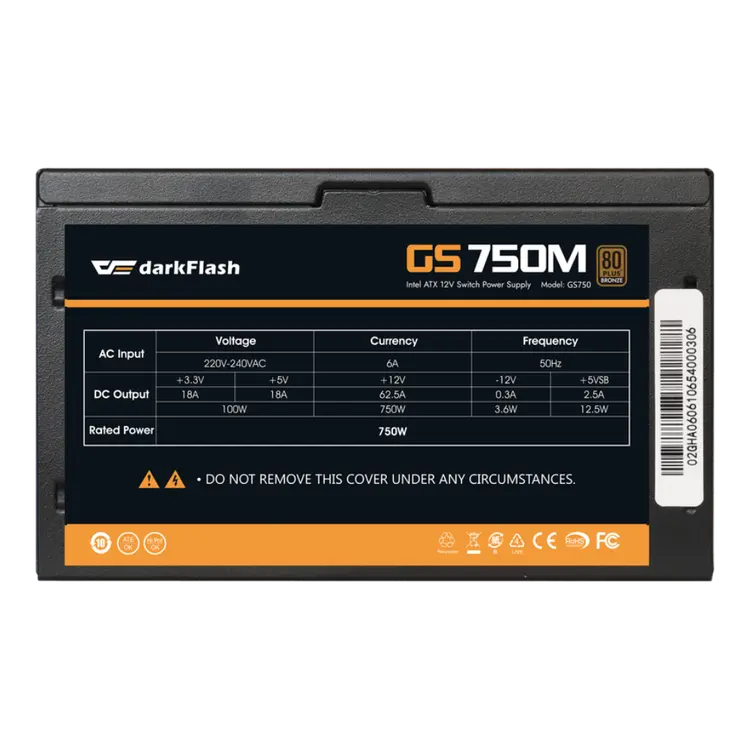 POWER SUPPLY DarkFlash GS750M 750W 80+ Bronze PCIe 5.1 Ready Full Modular