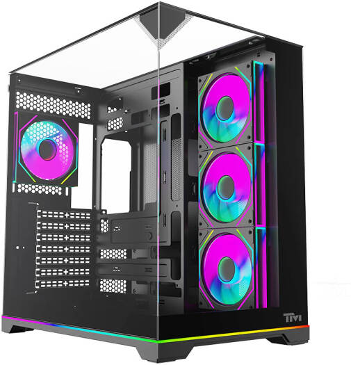 Twisted Minds Elite Gaming Case Mid Tower 4 FANS ARGB Included -Tempered Glass, Black - TM-Elite-B