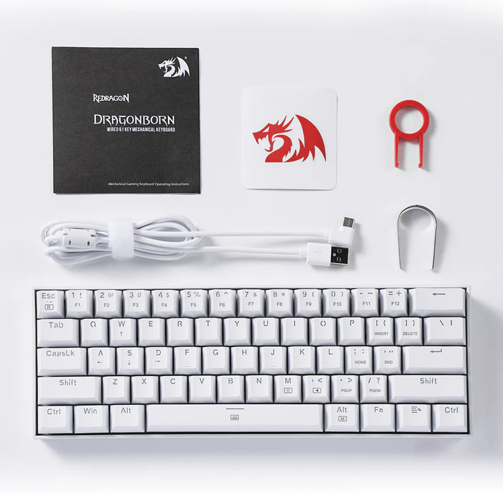 KEYBOARD REDRAGON K630 RED SWITCHES FULL RGB-White K630W-RGB-RED