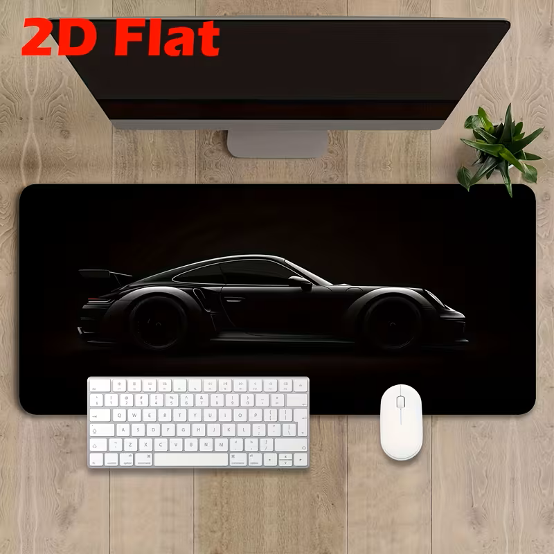 (2D Flat)Gaming Mouse Pad with Sports Car 40cm * 90cm-Black