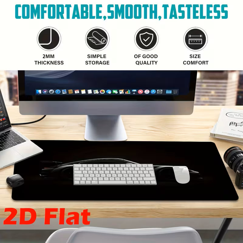 (2D Flat)Gaming Mouse Pad with Sports Car 40cm * 90cm-Black