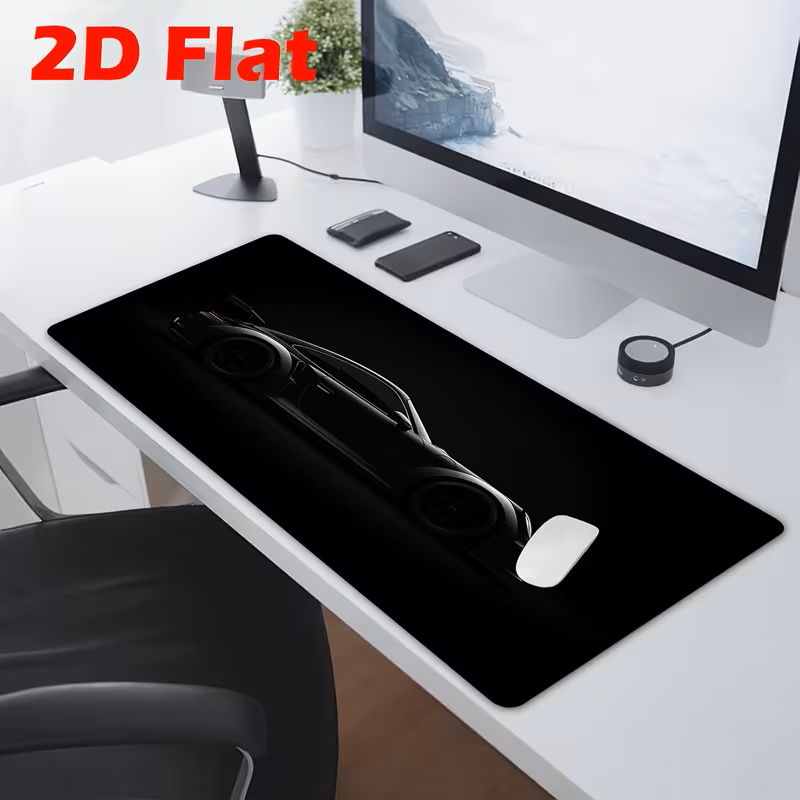 (2D Flat)Gaming Mouse Pad with Sports Car 40cm * 90cm-Black