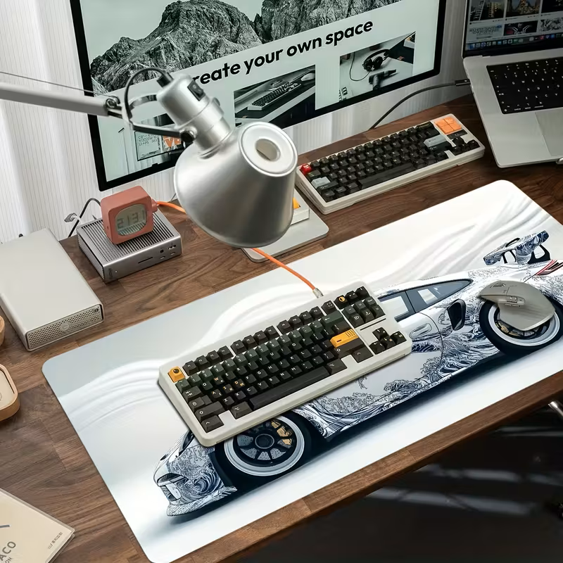 Ukiyo-e Style Sports Large Gaming Mouse Pad 40cm * 90cm-White