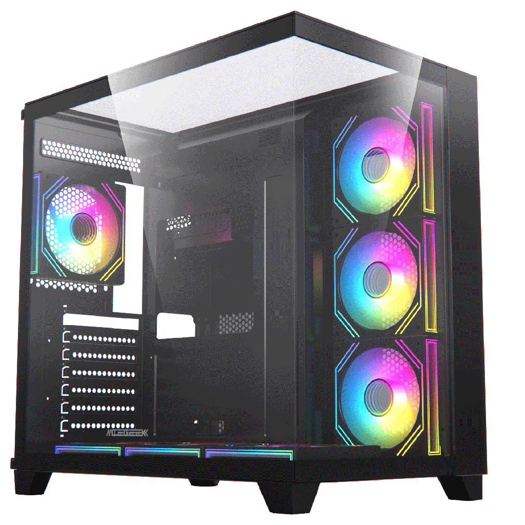 Acegeek Horizon BLACK ATX Case, 7x RGB 120mm Fans