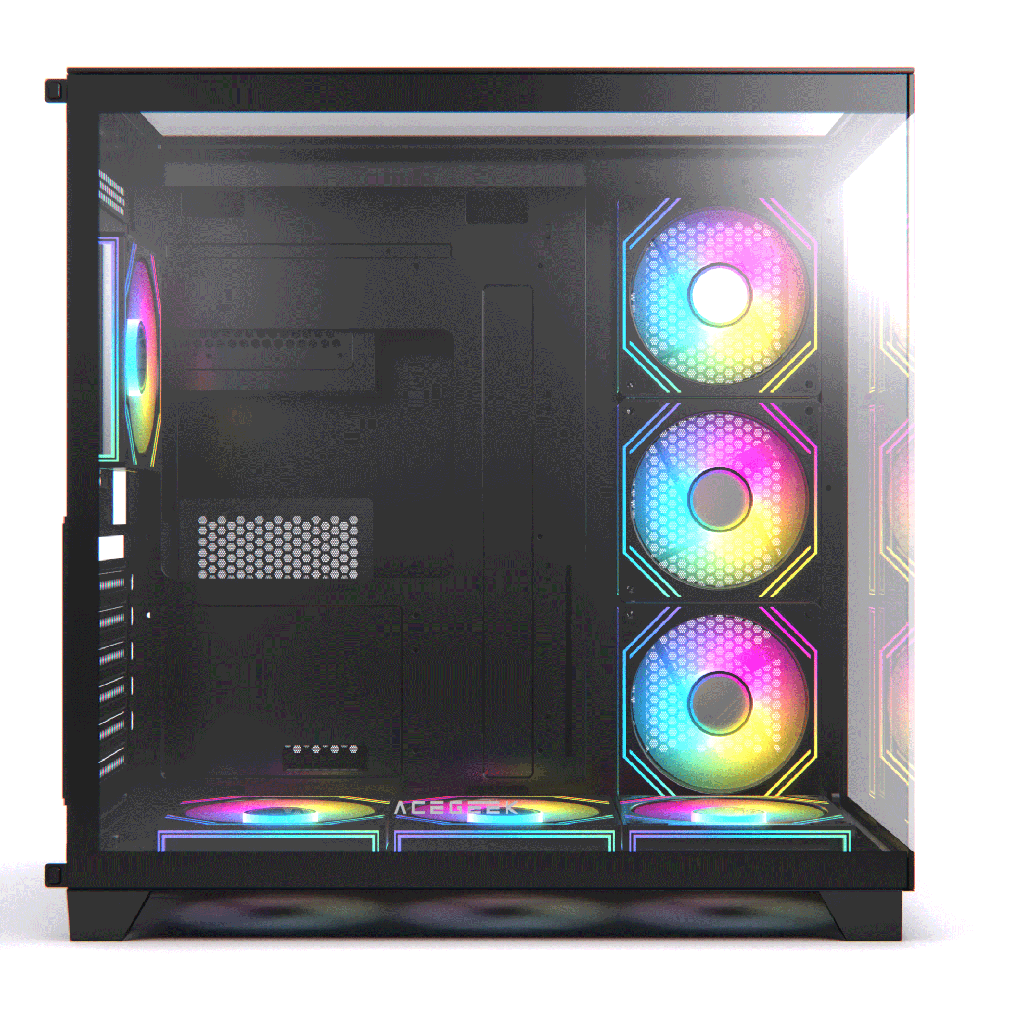 Acegeek Horizon BLACK ATX Case, 7x RGB 120mm Fans