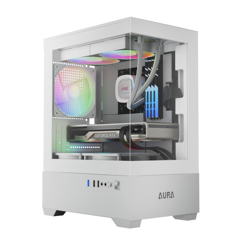 GAMDIAS AURA GC9M ARGB White Mid Tower Gaming Case 3 FANS