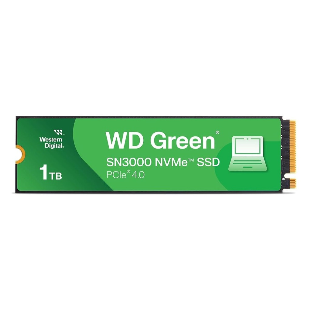 M.2 NVMe 1TB WD Green SN3000 Internal SSD Gen4 PCIe Up to 5,000 MB/s - WDS200T4G0E