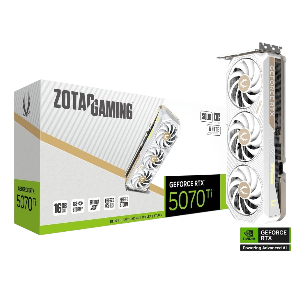 ZOTAC GAMING GeForce RTX 5070 Ti SOLID CORE OC White Edition ZT-B50710Q2-10P 
