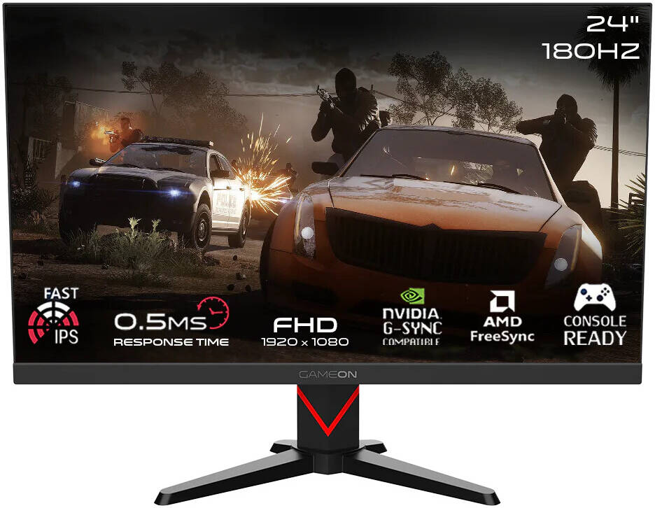 Gameon 24" 180Hz, 0.5ms, IPS, HDR400, Speakers, BLACK | Gaming Monitor GOMM24FHD180IPS