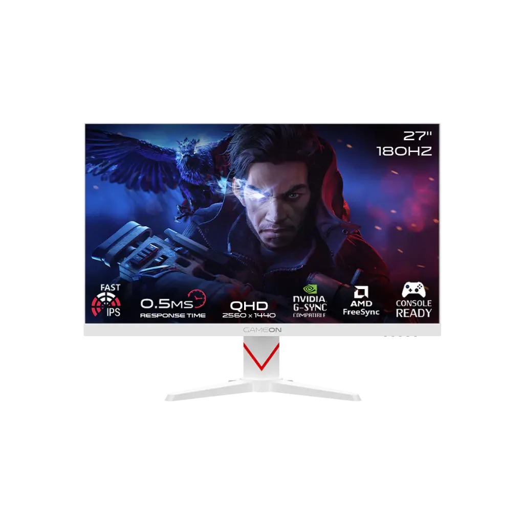 GAMEON 27" 2K, 180Hz, MPRT 0.3ms, HDMI 2.1, Fast IPS QHD Gaming Monitor - Artic Pro Series GOAD27QHD180IPS  