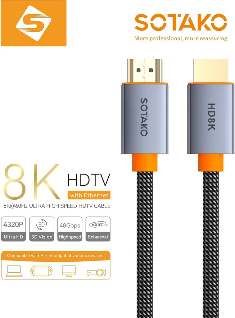 SOTAKO HDMI Cable 8K 2.1 / 1.5M  - HD801-1.5