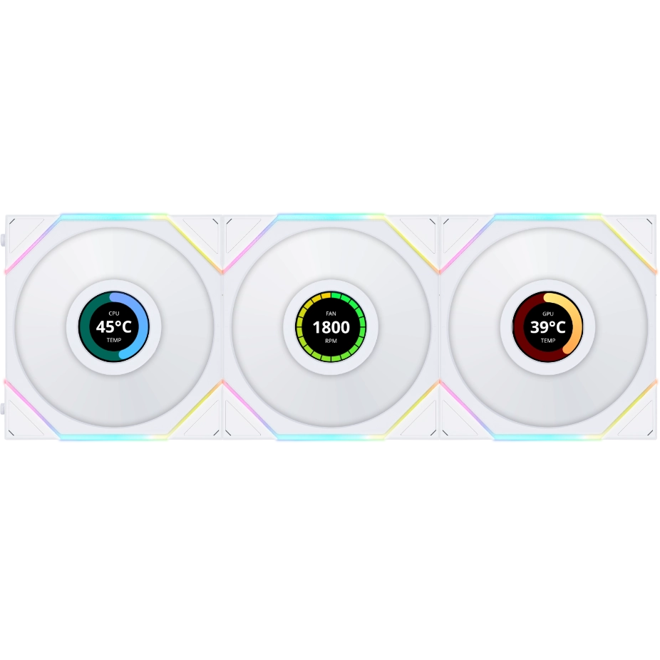 LIAN LI UNI Fan TL-LCD 120 WHITE RGB (3pcs)