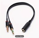 MHT- Microphone headset audio splitter cable Female 2 to Male headphone Mic AUX 3.5mm