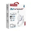 Promate 3-in-1 Ultra-Fast Retractable Multi-Connector Cable 