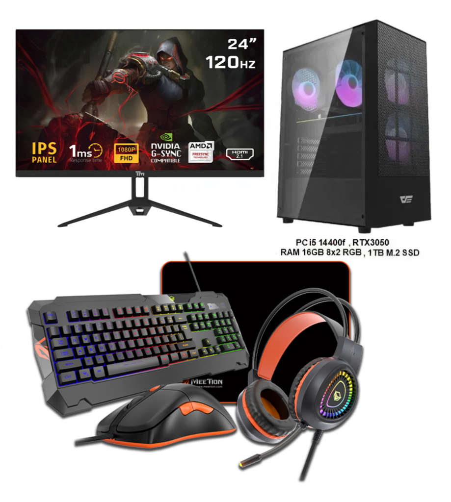 Gaming PC SETUP I5 14400F & RTX3050 GDDR6 8gb