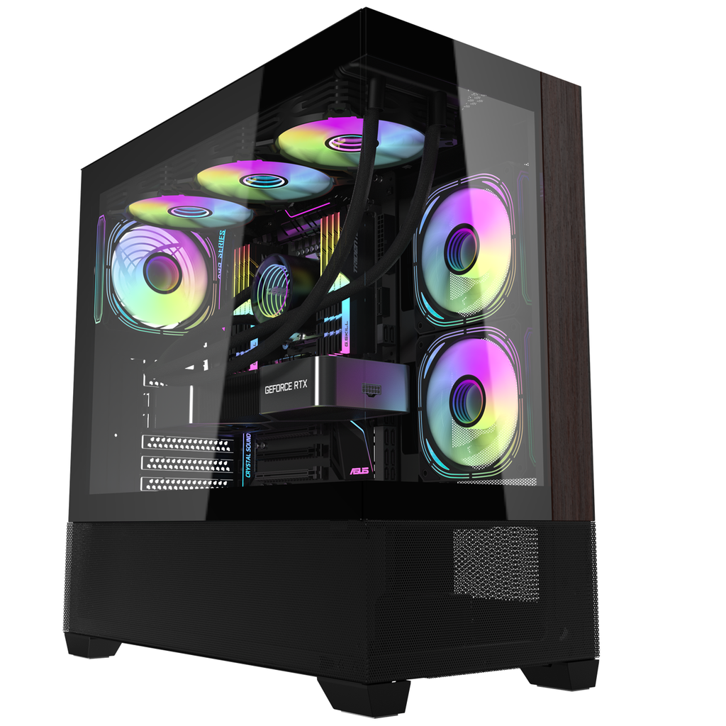 Case DS900W AIR WOOD 6 FANS RGB BLACK Darkflash ATX