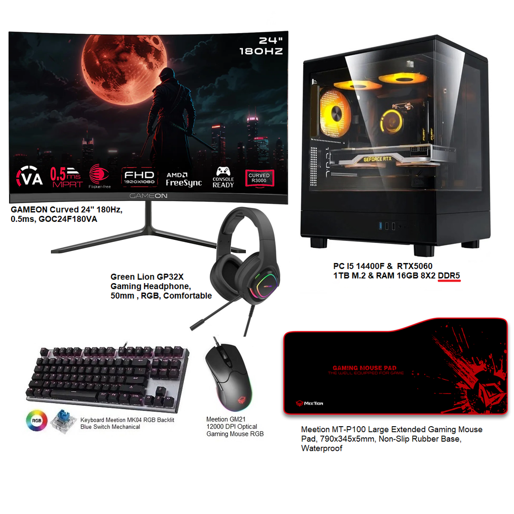 Gaming setup PC I5 14400F & RTX5060 GDDR7 & RAM DDR5